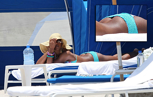 Kelly Rowland in Blue Bikini